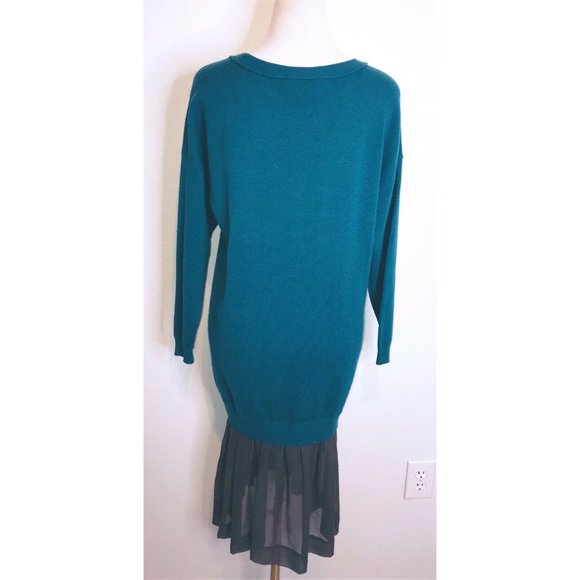 3.1 Phillip Lim Teal Gray Cashmere  Jumper Sweater Dress Tunic  Sz Small - Picture 3 of 5